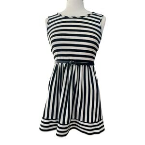 BeBop Fit Flare‎ Ponte Chevron Black White Dress Small Indie Business Casual